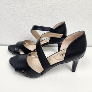 LifeStride Mega Sandal in Black Size 10 Medium Strappy 3" Heel